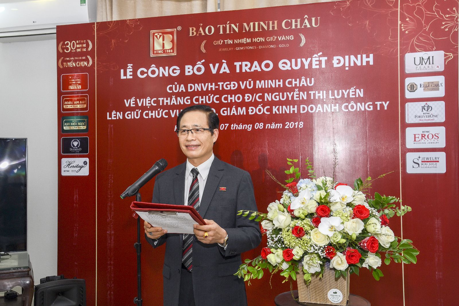 Doanh nhân văn hóa. Vũ Minh Châu - TGĐ Công ty BTMC phát biểu tại buổi lễ